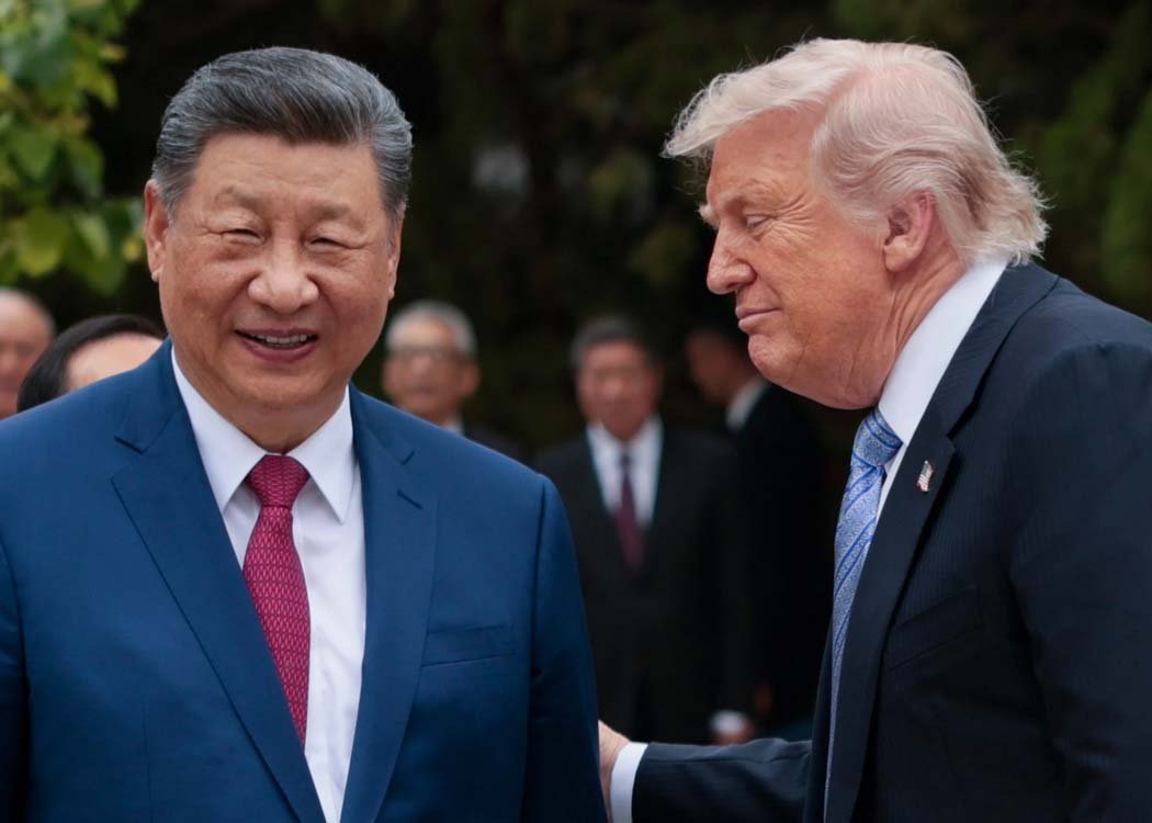 Donald Trump and Xi Jinping speaking in Beijing after summit discussions on US-China trade and agricultural agreements.