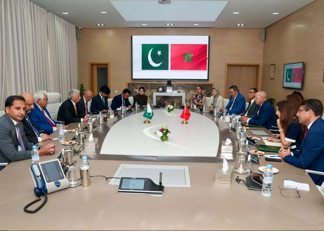 Pakistan and Morocco reaffirm agricultural cooperation during a meeting between Rana Tanveer Hussain and Ahmed El Bouari in Rabat.